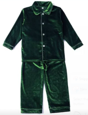 Boys Green Velvet Pyjamas