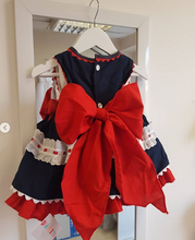 Load image into Gallery viewer, Navy and Red frilly dress