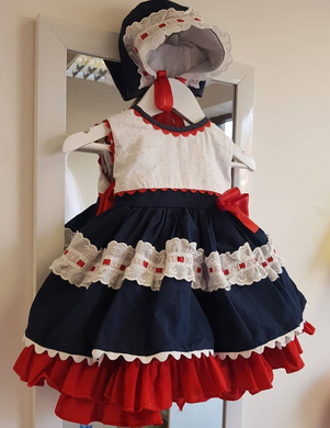 Navy and Red frilly dress