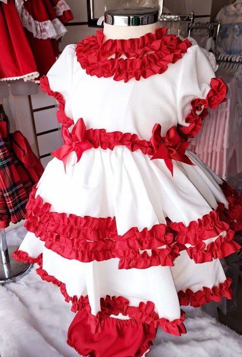 Red & White Frilled Dress